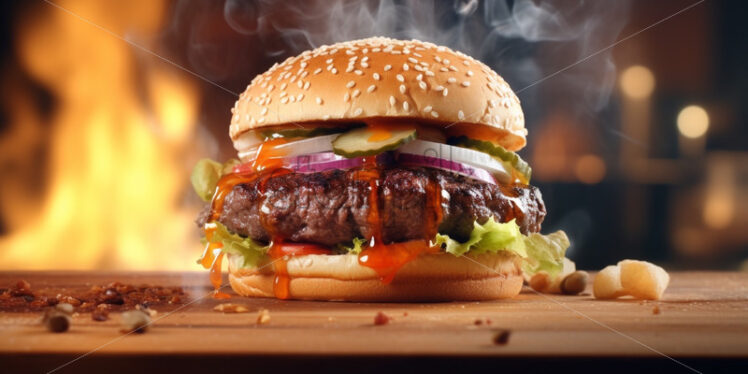 Juicy delicious burger close up - Starpik Stock