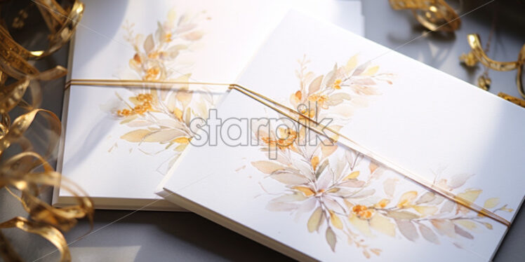 Luxury watercolour card for wedding, ceremony, anniversary - Starpik Stock