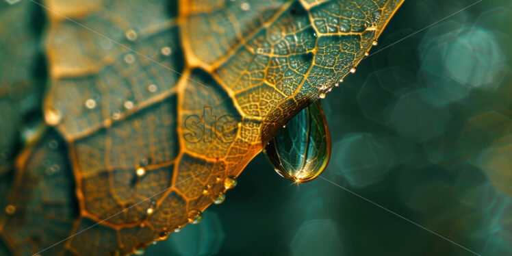 Macro photo of a drop of water on a leaf - Starpik Stock