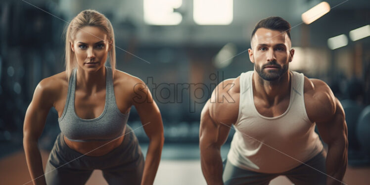 Man and woman sport fitness team - Starpik Stock