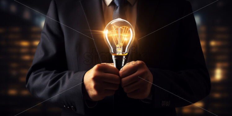 Man holding a bulb new idea concept - Starpik Stock