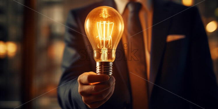 Man holding a bulb new idea concept - Starpik Stock