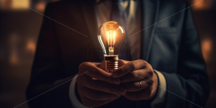 Man holding a bulb new idea concept - Starpik Stock