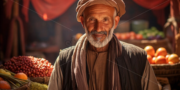 Merchandiser at an asian market portrait cultural - Starpik Stock