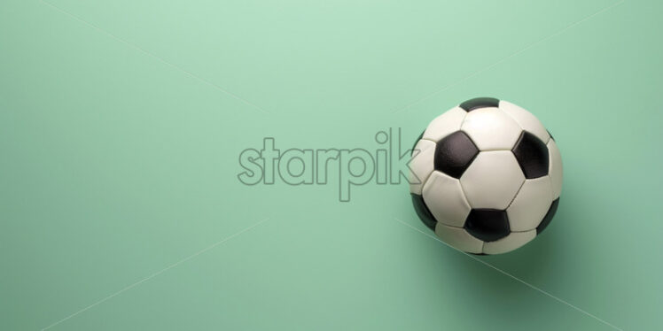 Minimalist composition with soccer ball on green background - Starpik Stock