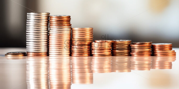 Money concept coins and dollars mock up background - Starpik Stock