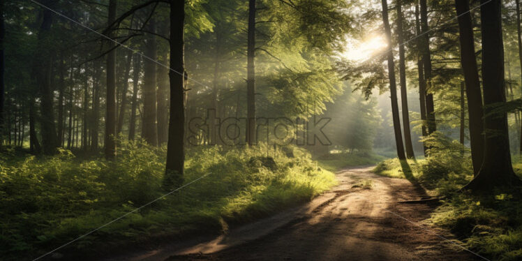 Natural light in a forest magical beautiful view - Starpik Stock