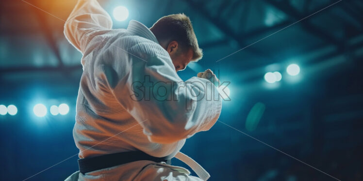 Olimpic Judoka executes throw - Starpik Stock