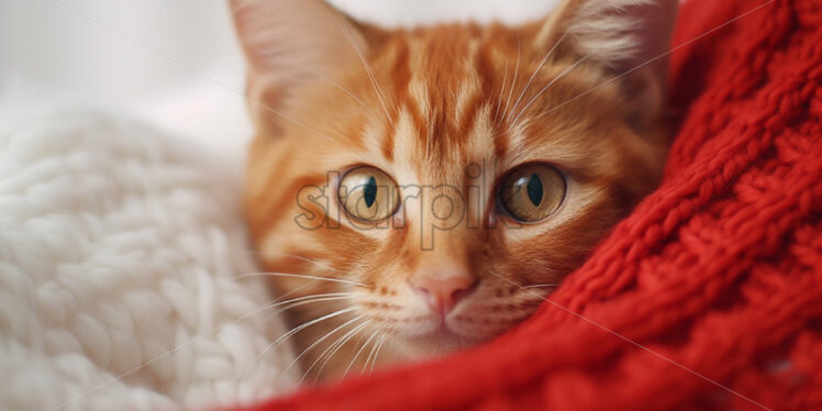 Orange cute kitten portrait close up - Starpik Stock