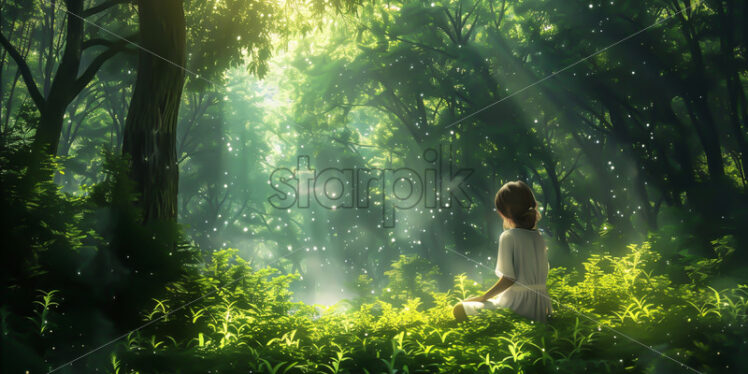 Portrait of a girl in a deciduous forest - Starpik Stock