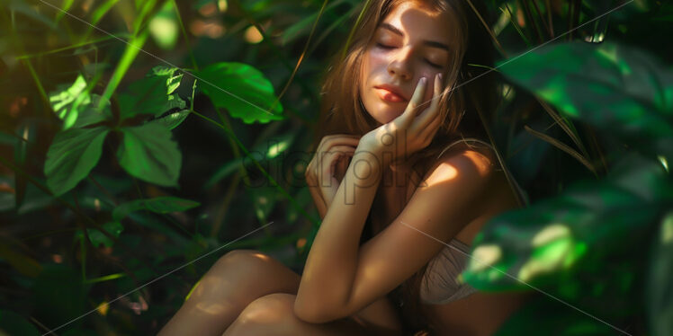 Portrait of a girl in the tropical forest - Starpik Stock