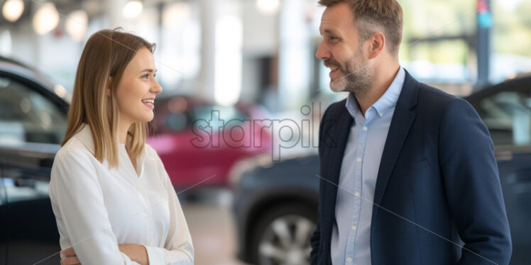 Portrait of a man and a woman talking - Starpik Stock