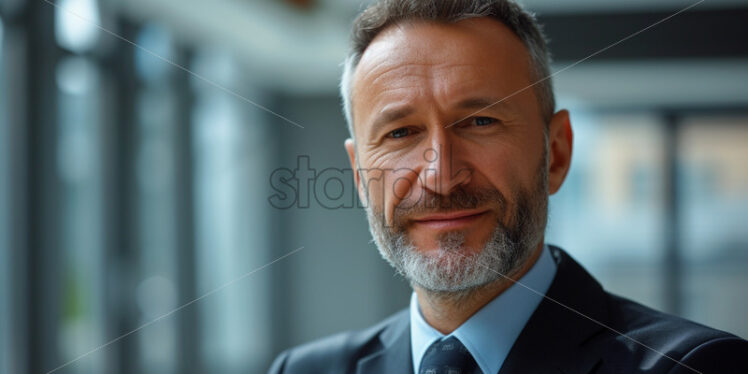 Portrait of a man in business attire attending a virtual meeting - Starpik Stock