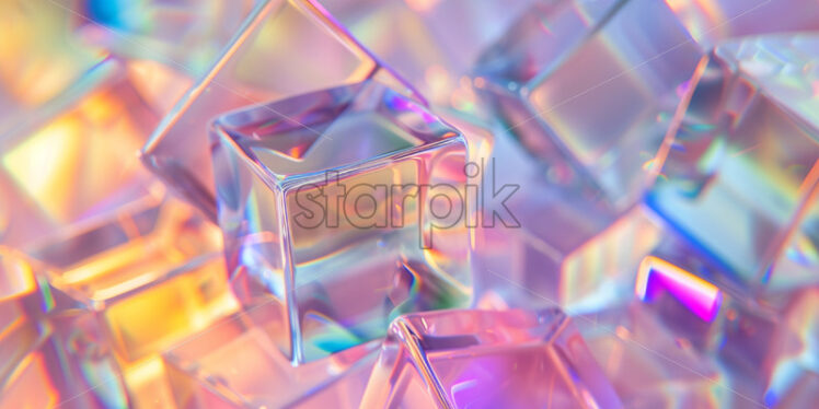 Prismatic holographic squares forming a geometric mosaic - Starpik Stock