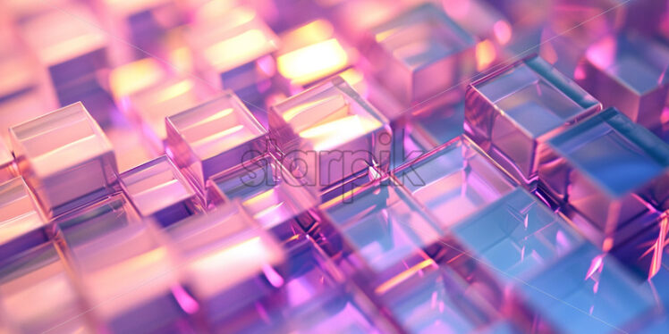 Prismatic holographic squares forming a geometric mosaic - Starpik Stock