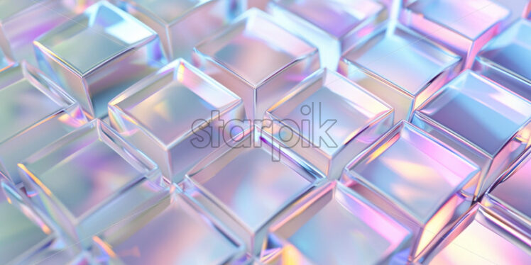 Prismatic holographic squares forming a geometric mosaic - Starpik Stock