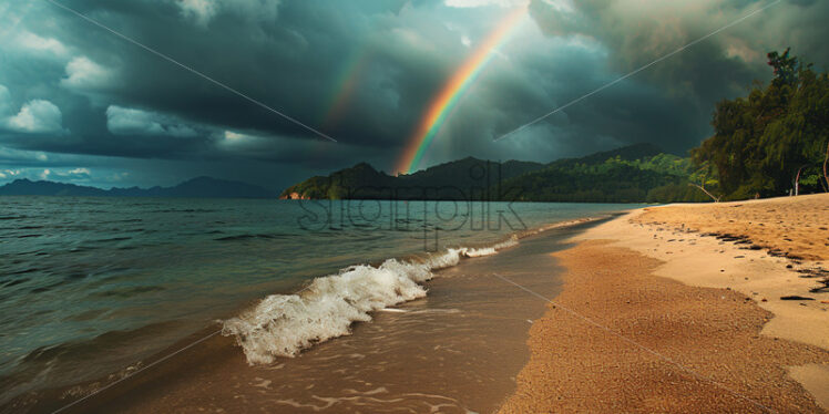 Rainbow over a tropical beach - Starpik Stock