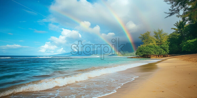 Rainbow over a tropical beach - Starpik Stock