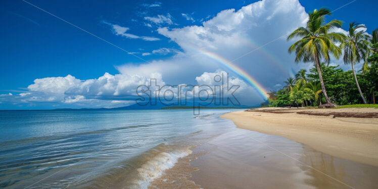 Rainbow over a tropical beach - Starpik Stock