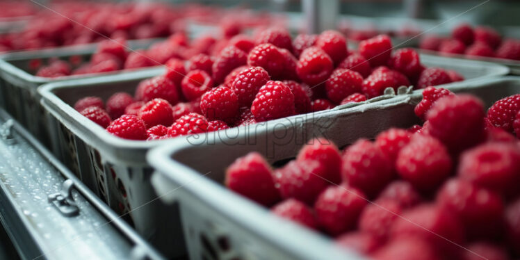 Raspberry boxes on a conveyor belt - Starpik Stock