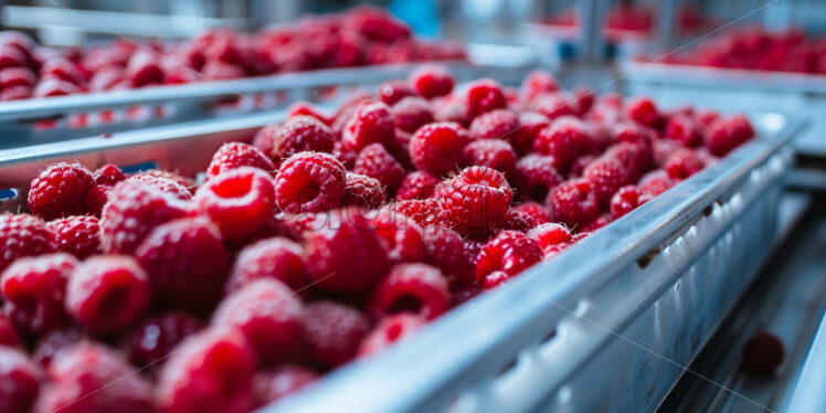 Raspberry boxes on a conveyor belt - Starpik Stock