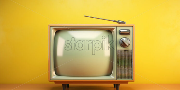 Retro TV on yellow peach background - Starpik Stock