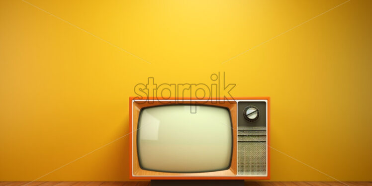 Retro TV on yellow peach background - Starpik Stock