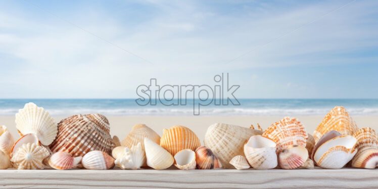 Shell background sea view card - Starpik Stock