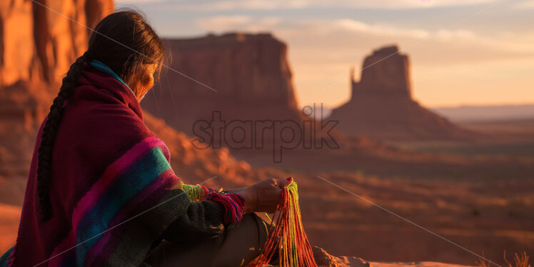 Skilled Navajo Weaver - Starpik Stock