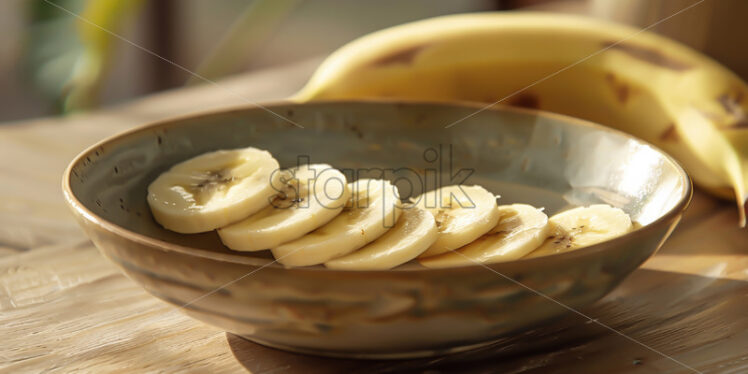 Sliced ​​bananas in a plate - Starpik Stock