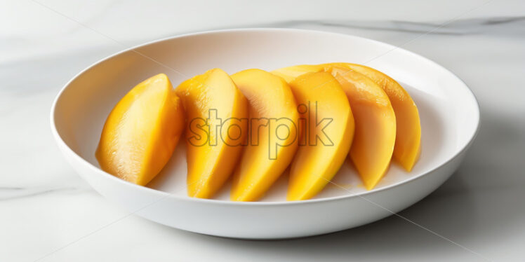 Sliced ​​mango on a plate - Starpik Stock