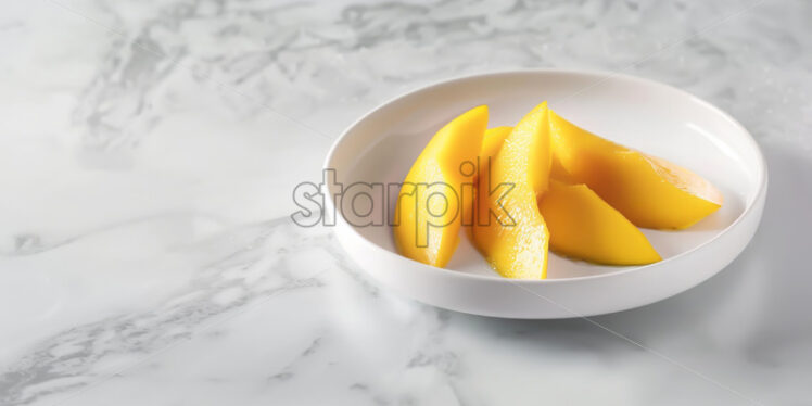 Sliced ​​mango on a plate - Starpik Stock