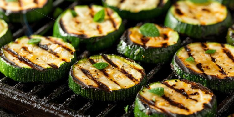 Slices of cantaloupe cooked on the grill - Starpik Stock