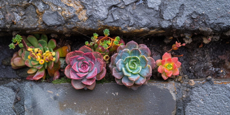 Succulent plants that grow in cracks - Starpik Stock