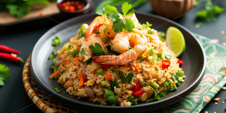 Thai Fried Rice with Seafood Toppings - Starpik Stock