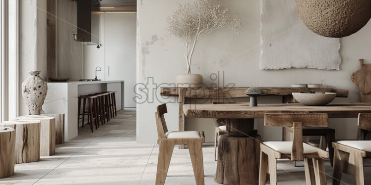 The furniture of a kitchen in a rustic style - Starpik Stock