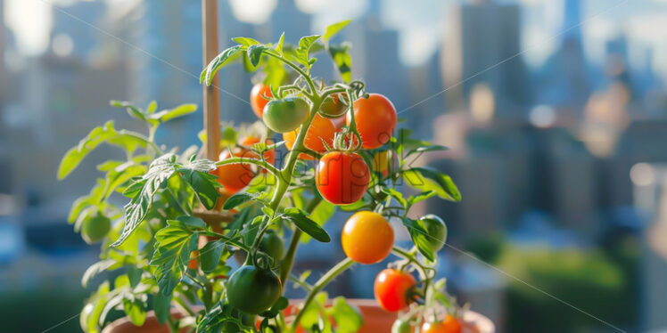 Tomatoes growing on the balcony - Starpik Stock