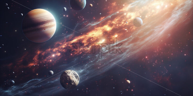 Universe space with planets view - Starpik Stock