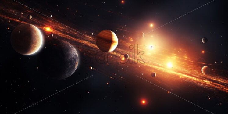 Universe space with planets view - Starpik Stock