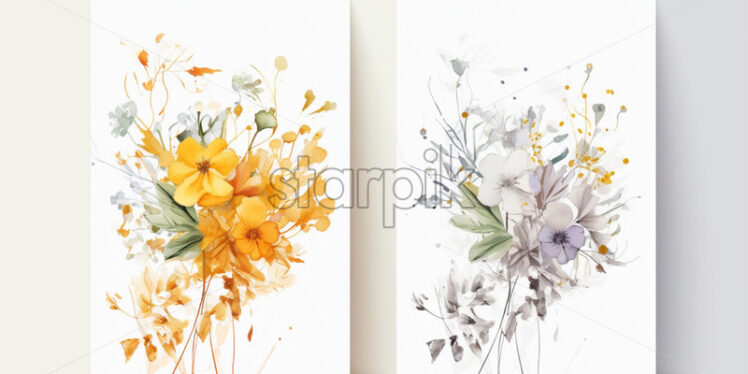 Wedding flowers card watercolour background - Starpik Stock