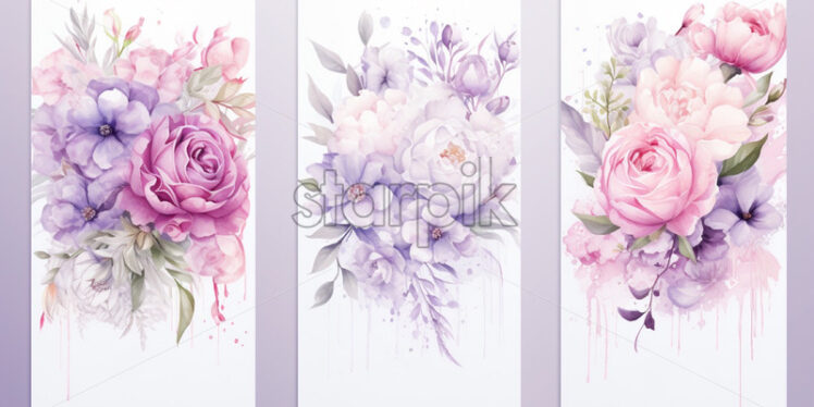 Wedding flowers card watercolour background - Starpik Stock