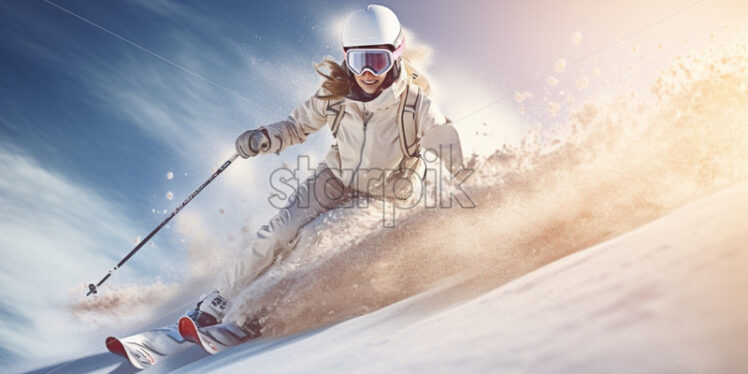 Woman skiing portrait winter - Starpik Stock