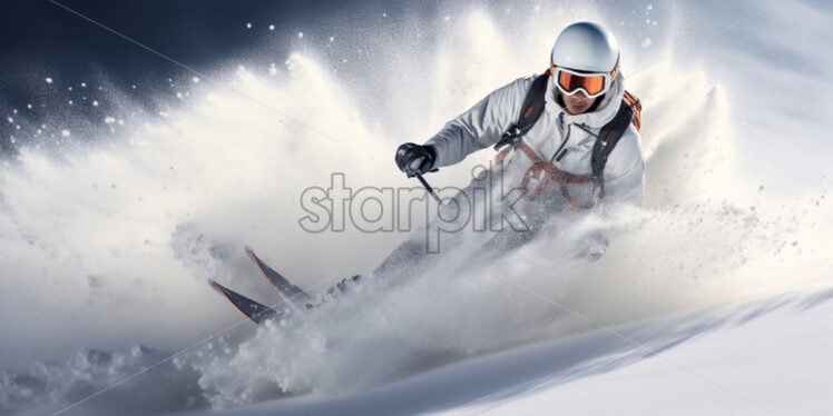 Woman skiing portrait winter - Starpik Stock