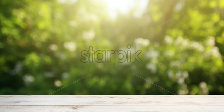 Wooden table for mock up nature background - Starpik Stock