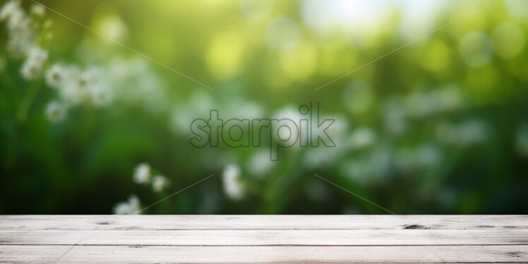 Wooden table for mock up nature background - Starpik Stock