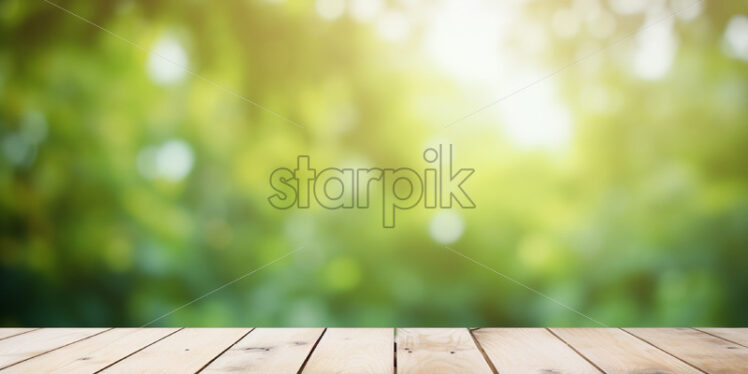 Wooden table for mock up nature background - Starpik Stock