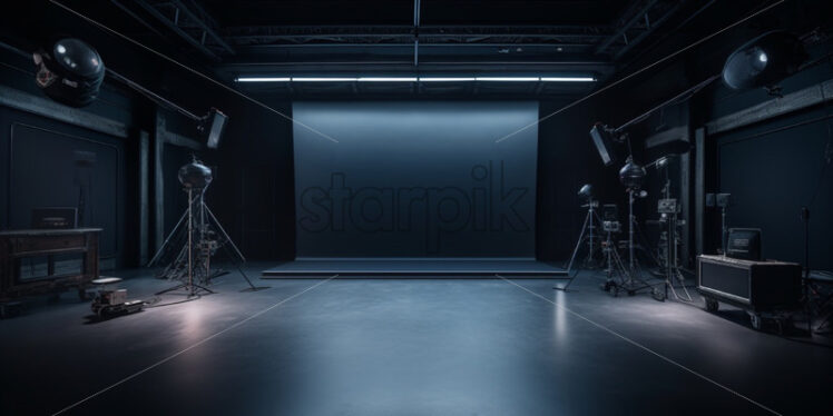 a black room scene with projector lights - Starpik Stock