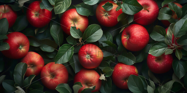 A background of apples and leaves - Starpik Stock