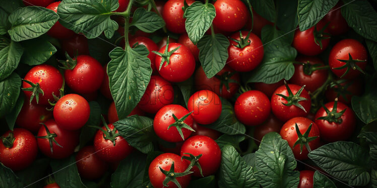 A background of tomatoes and leaves - Starpik Stock