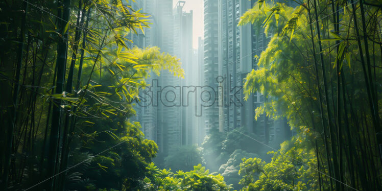 A bamboo forest in the middle of a city - Starpik Stock